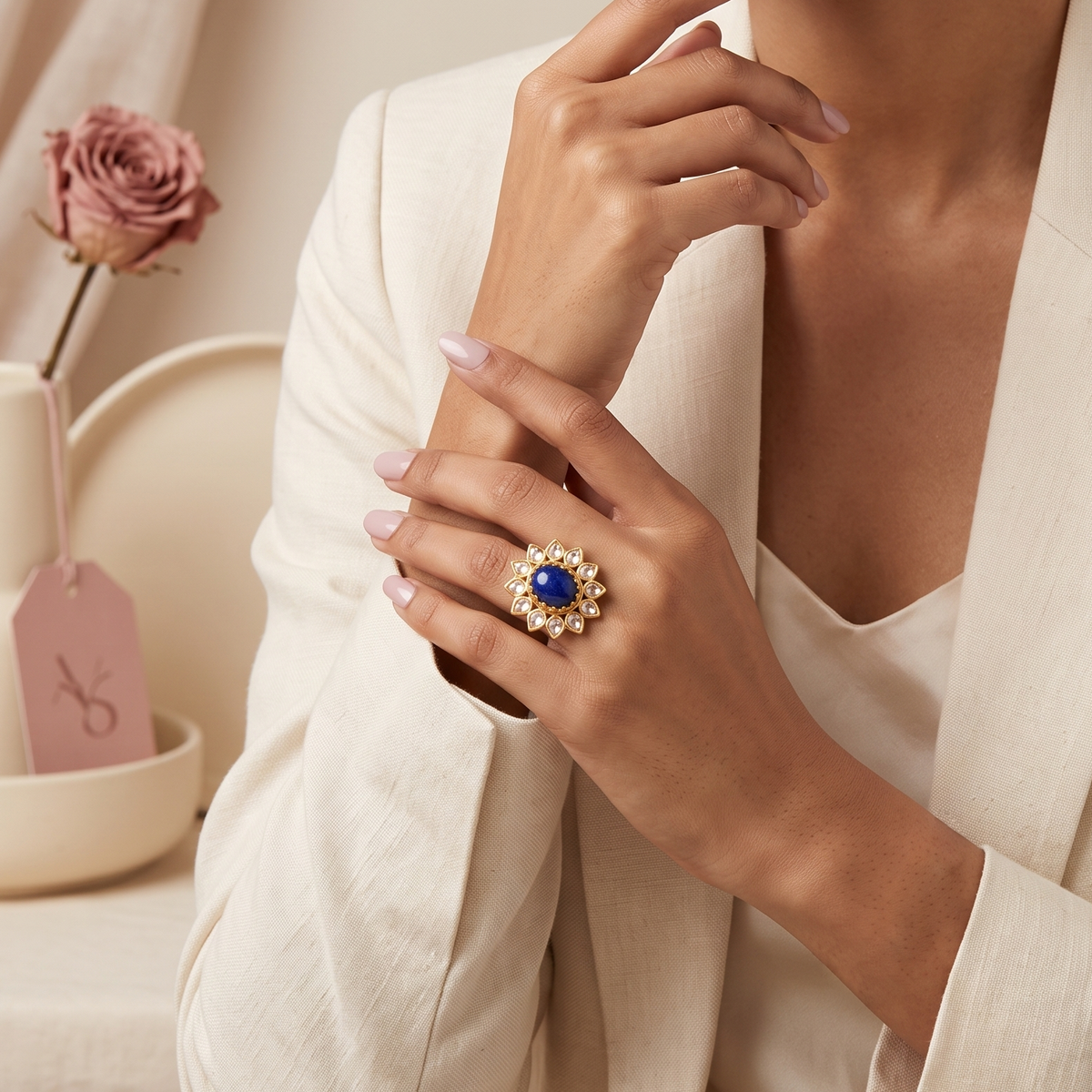 Sapphire Diamond Statement 14k Ring