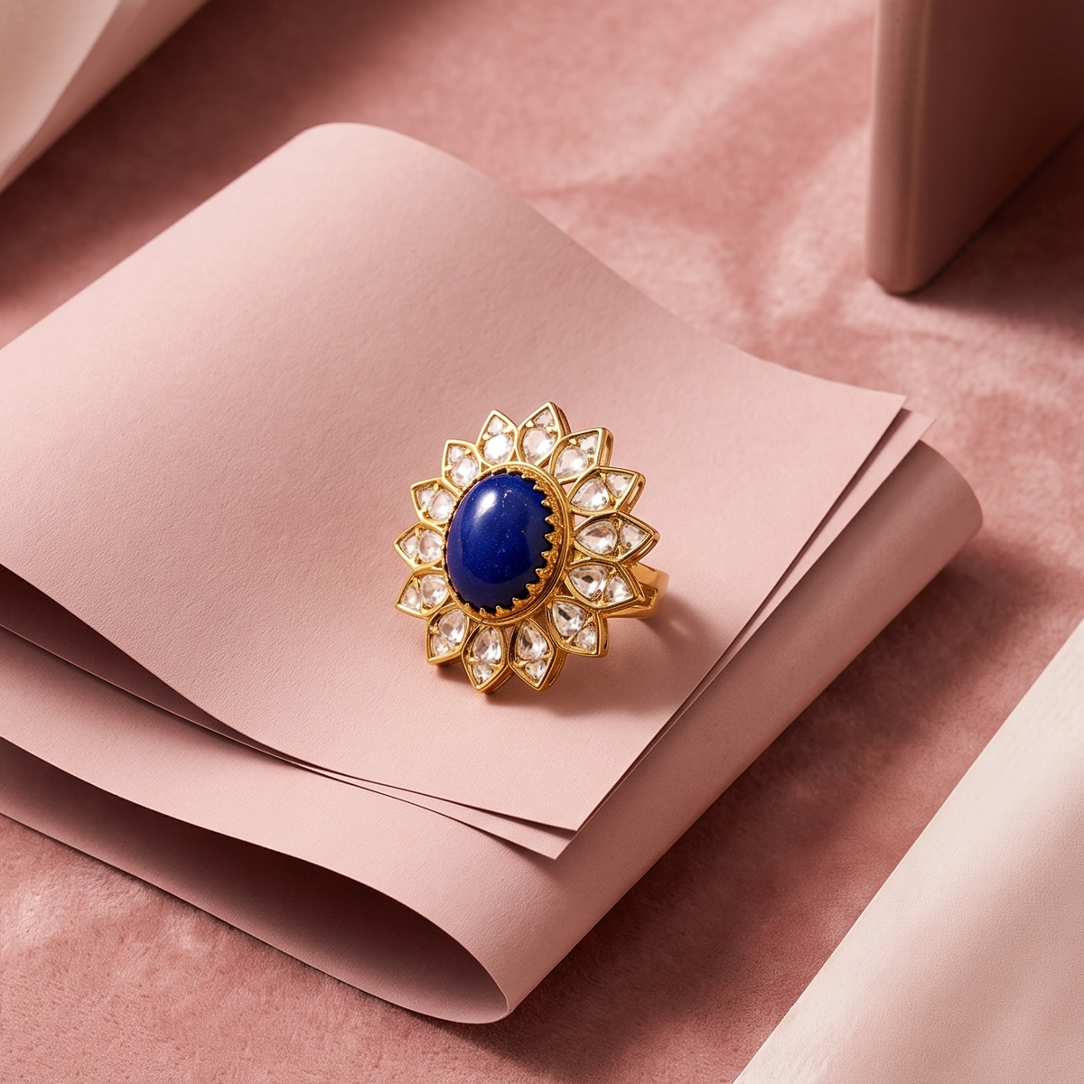 Sapphire Diamond Statement 14k Ring