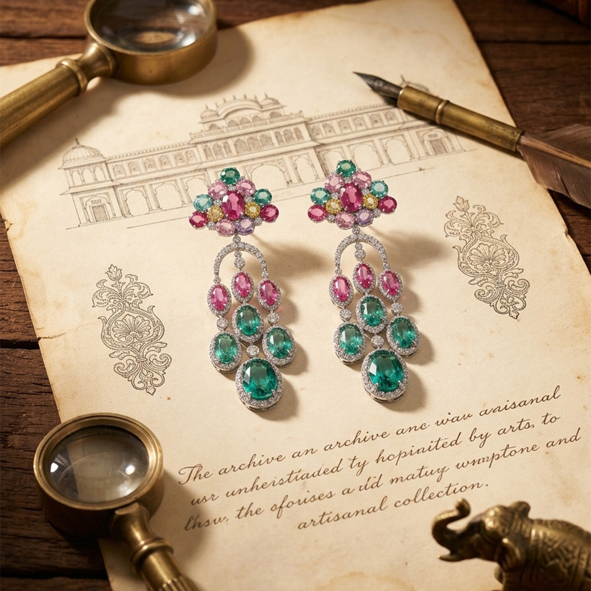 Multi-Gemstone Emerald & Tourmaline Earrings