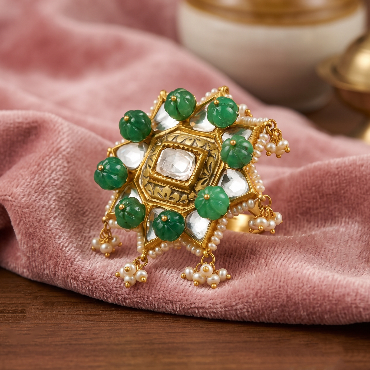 Emerald Cluster 18K Gold Ring
