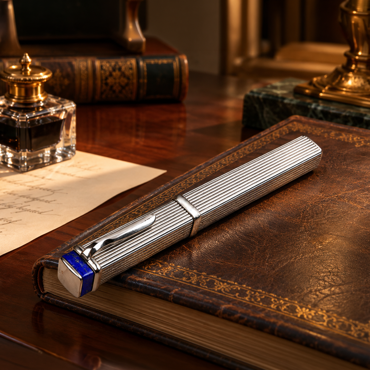 THE SQUARE REPOUSSE BALL PEN & Gold-Tone Accents