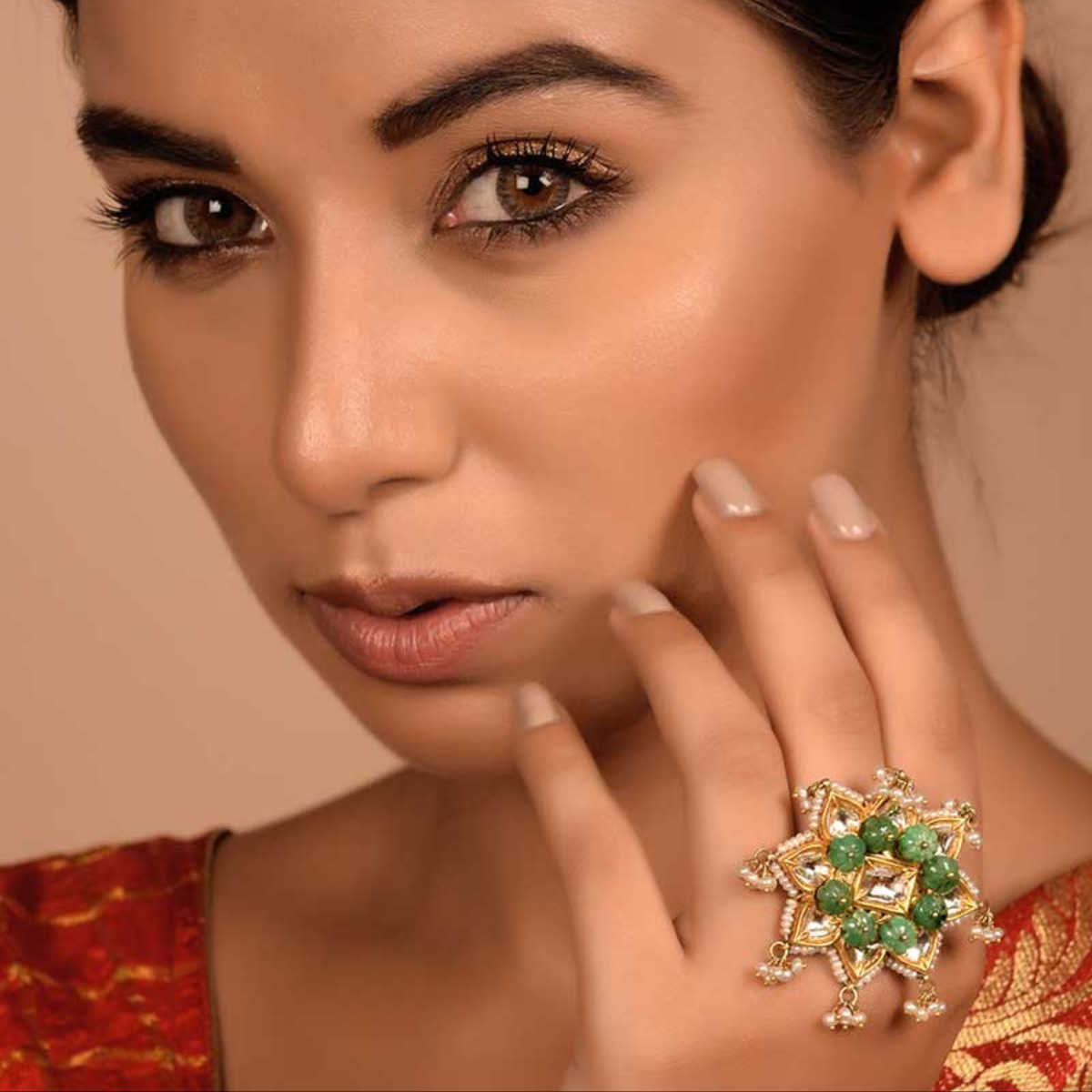 Emerald Cluster 18K Gold Ring