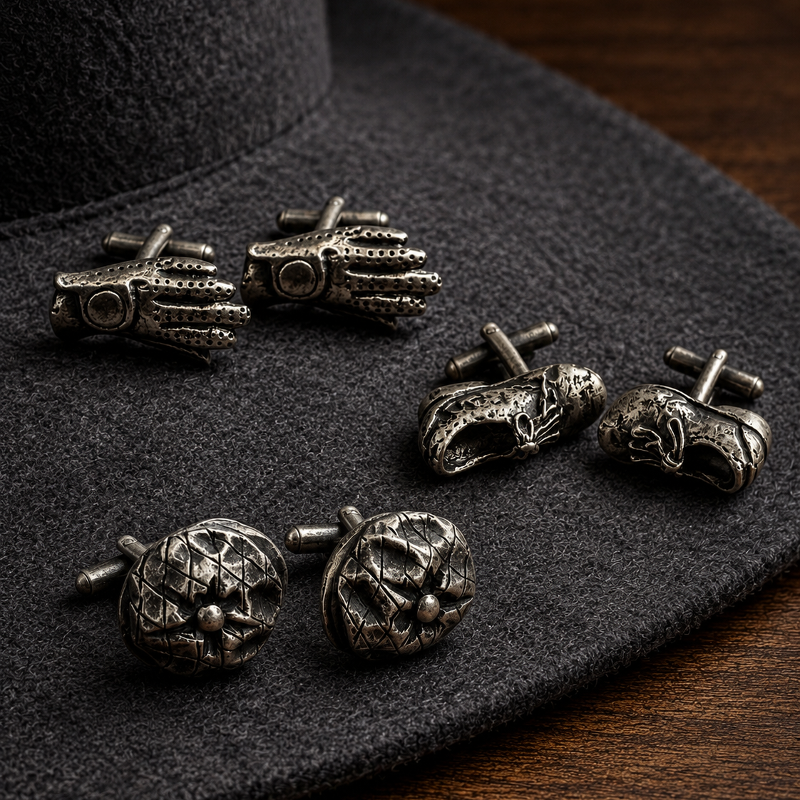 Antique Silver Gentleman’s Cufflinks, Set of 3