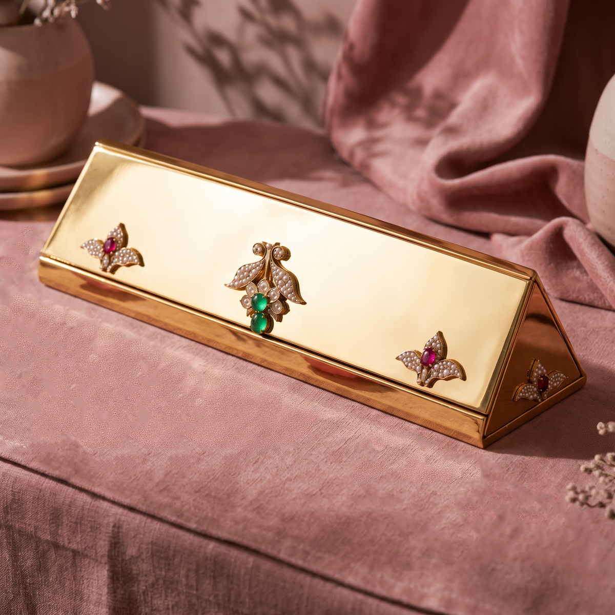 Jewelled Gold Triangular Sunglass Box
