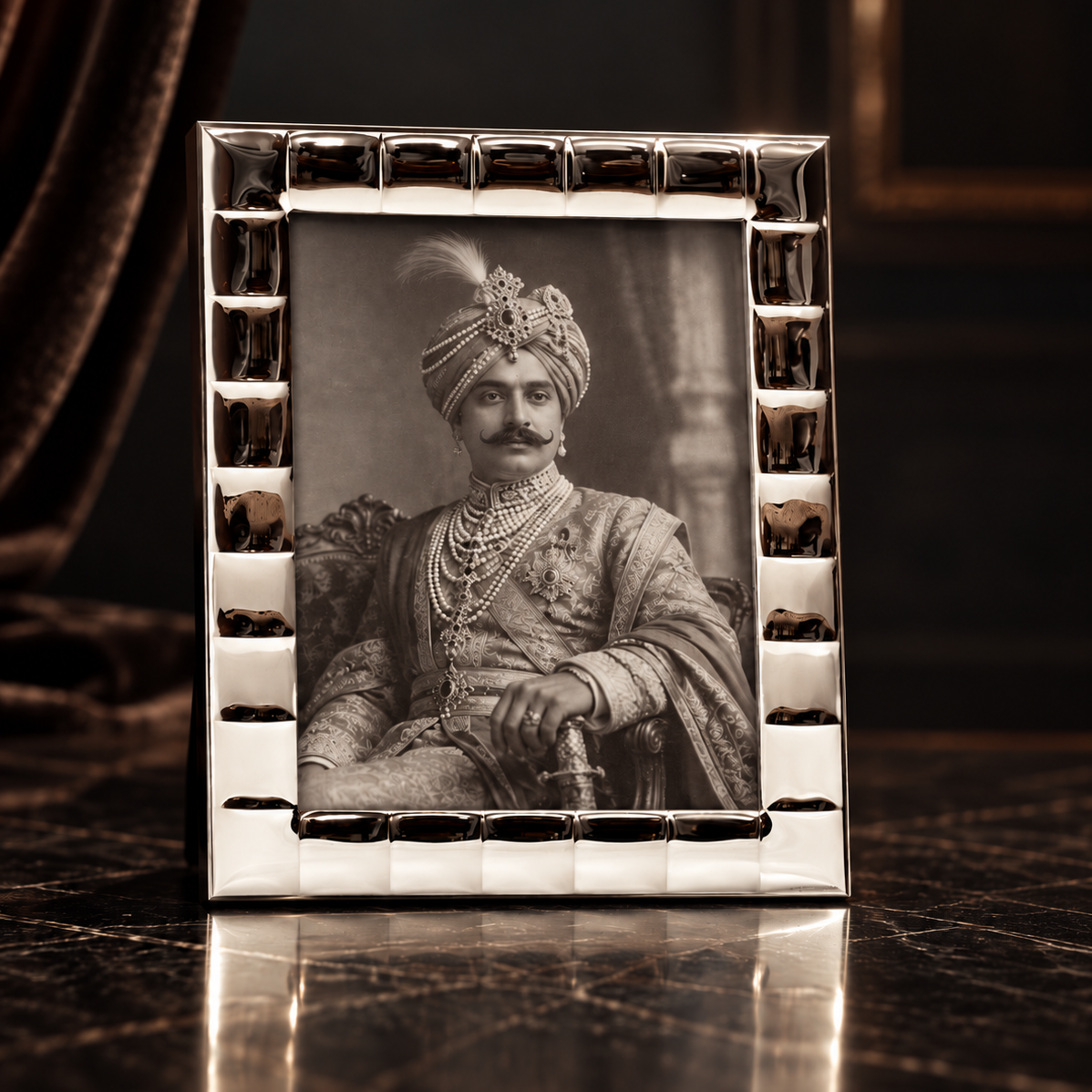 Modern Sculpted Silver Block Photo Frame