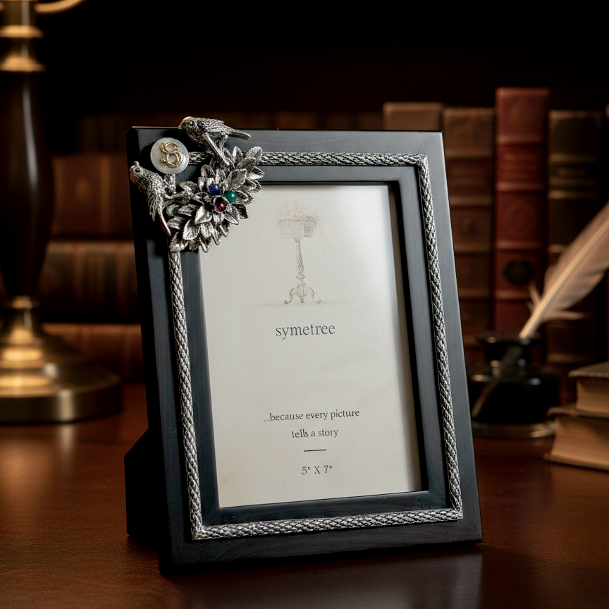 Silver Songbirds & Gemstone Photo Frame