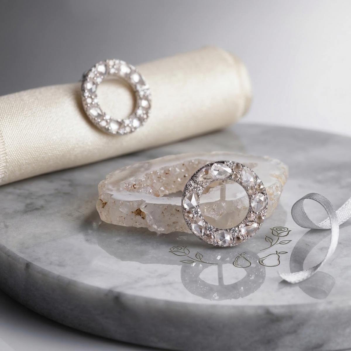 Diamond Wreath Stud 18K Earrings