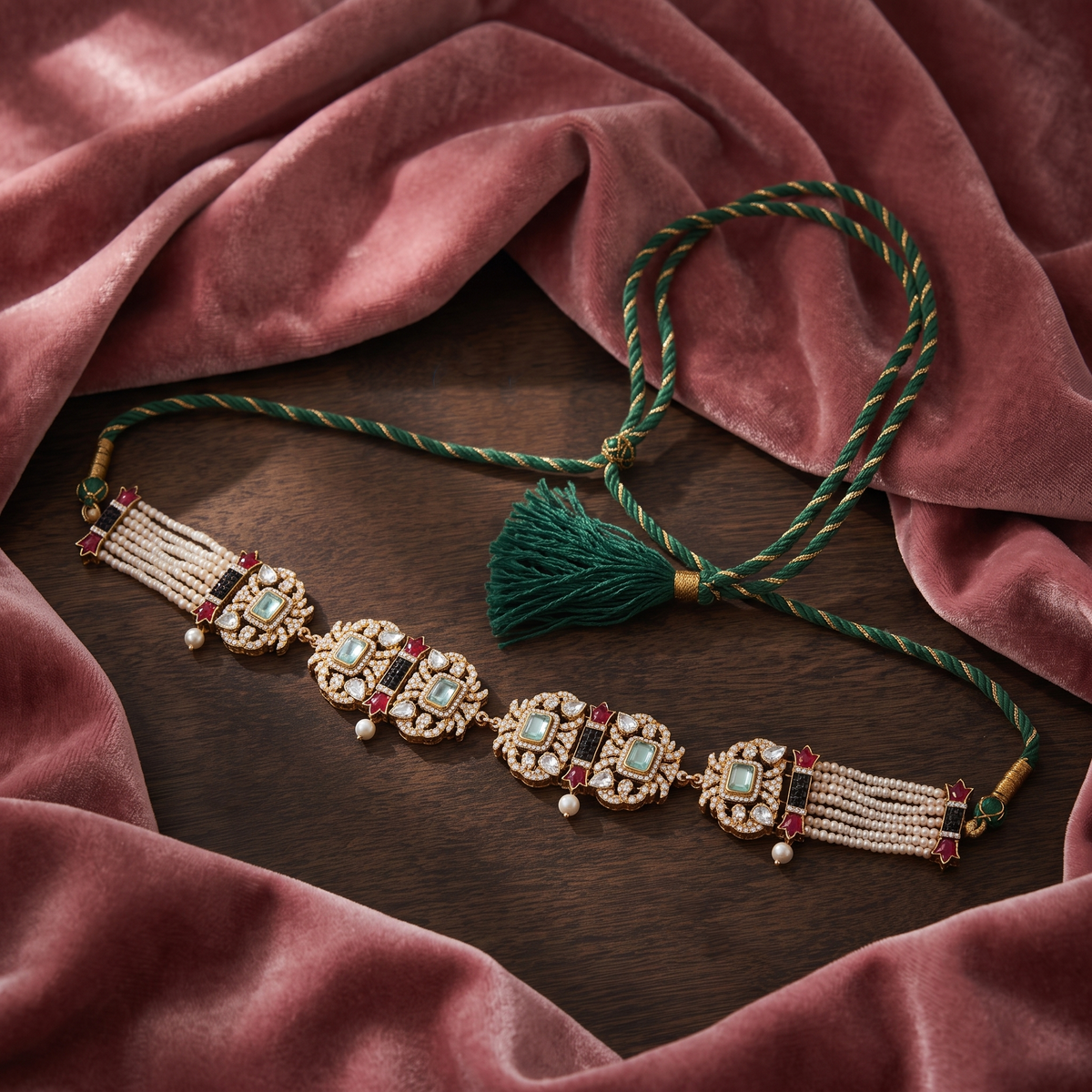 Emerald Kundan Multi-Strand Choker