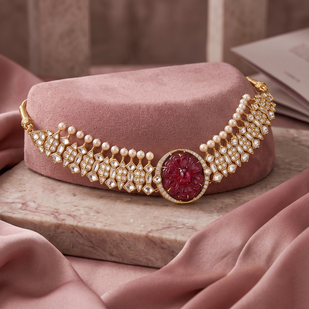 Tourmaline Pearl Kundan Choker