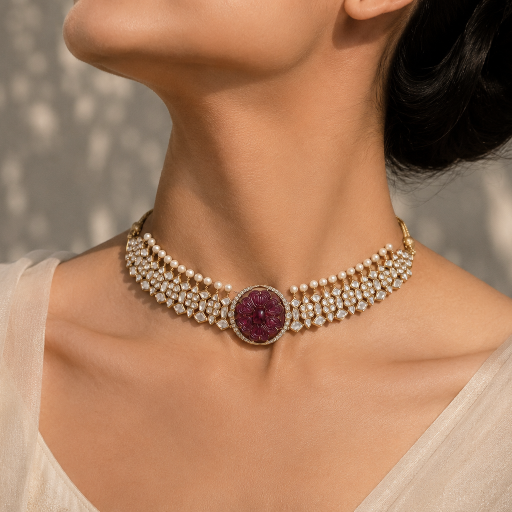 Tourmaline Pearl Kundan Choker