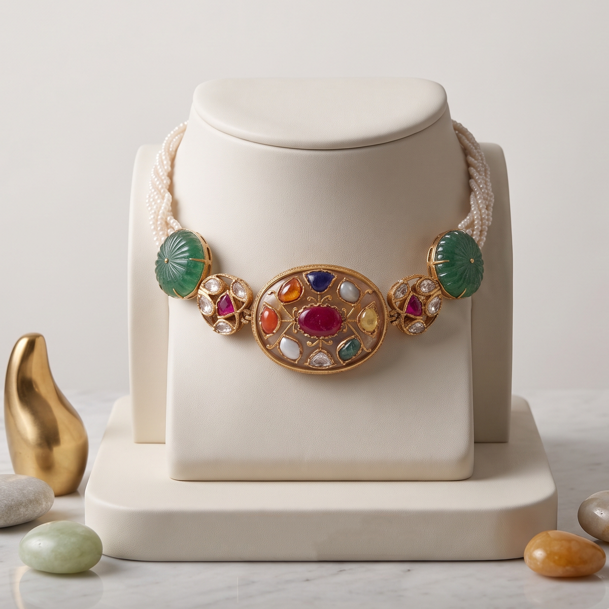 Navratna Pearl Kundan Choker