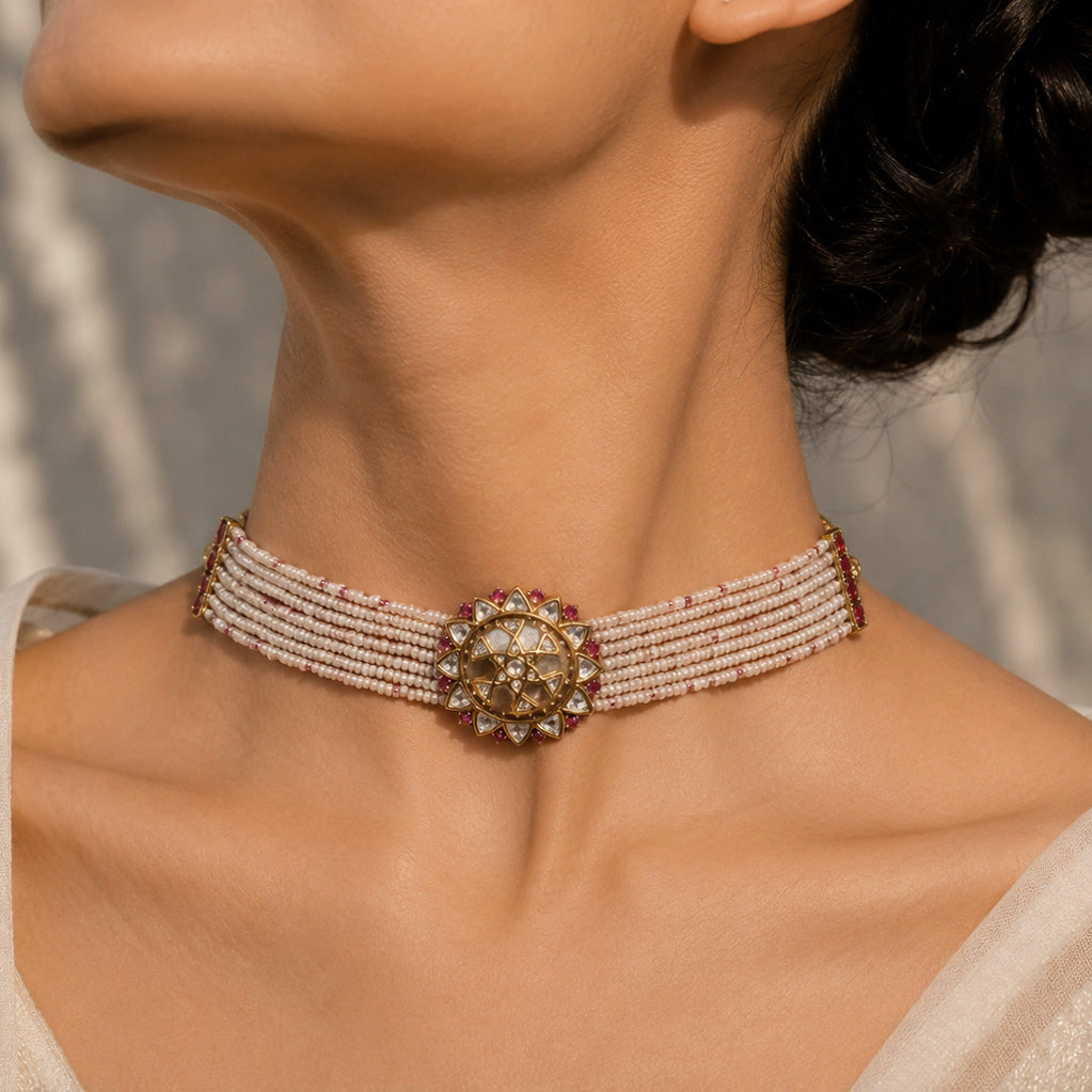 Ruby Kundan Pearl Choker