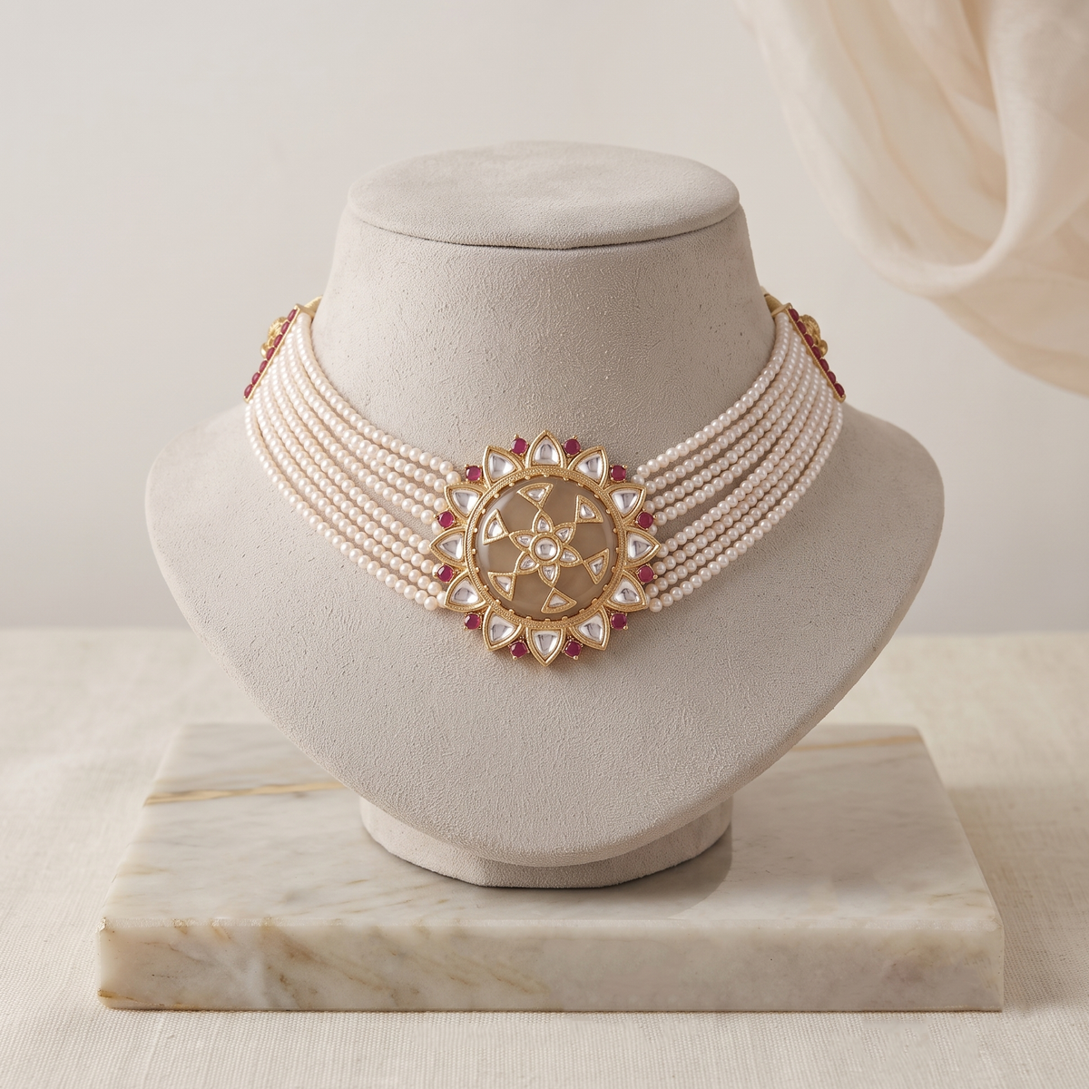 Ruby Kundan Pearl Choker