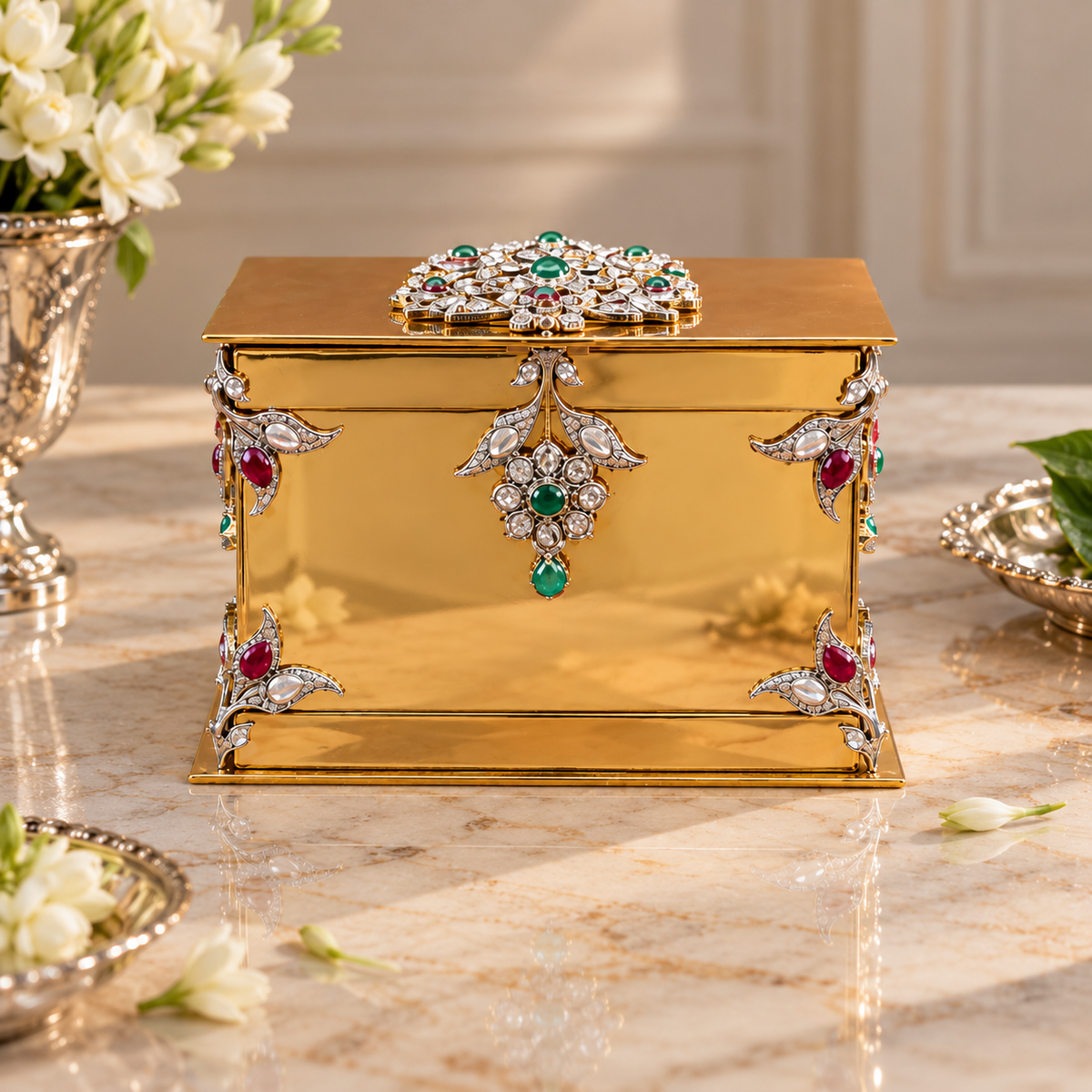Jewelled Gold Paan Box