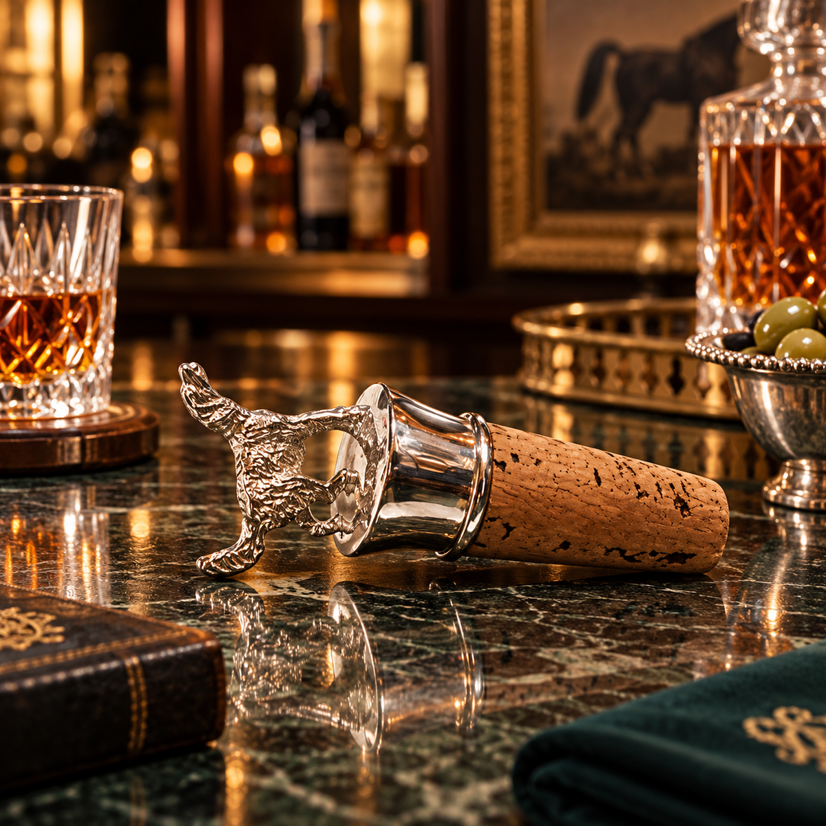 Vintage Silver Fox Cork Bottle Stopper