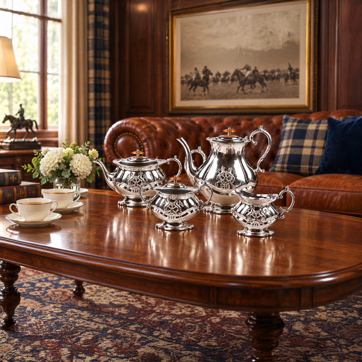 Polo Crest Silver 4-Piece Tea Set
