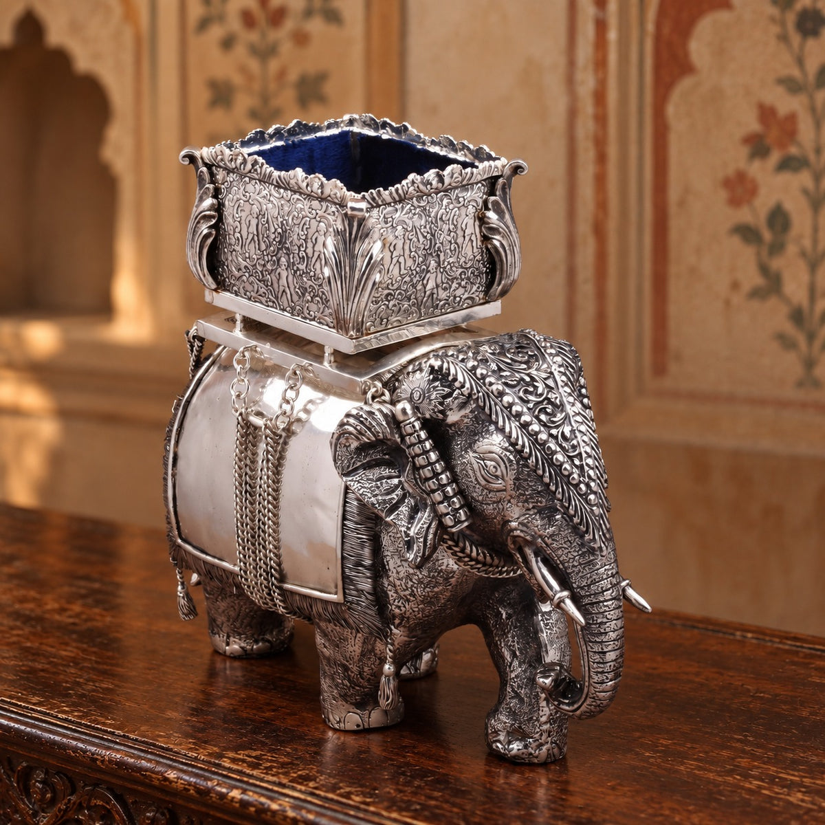 Royal Silver Elephant Howdah Cookie Box