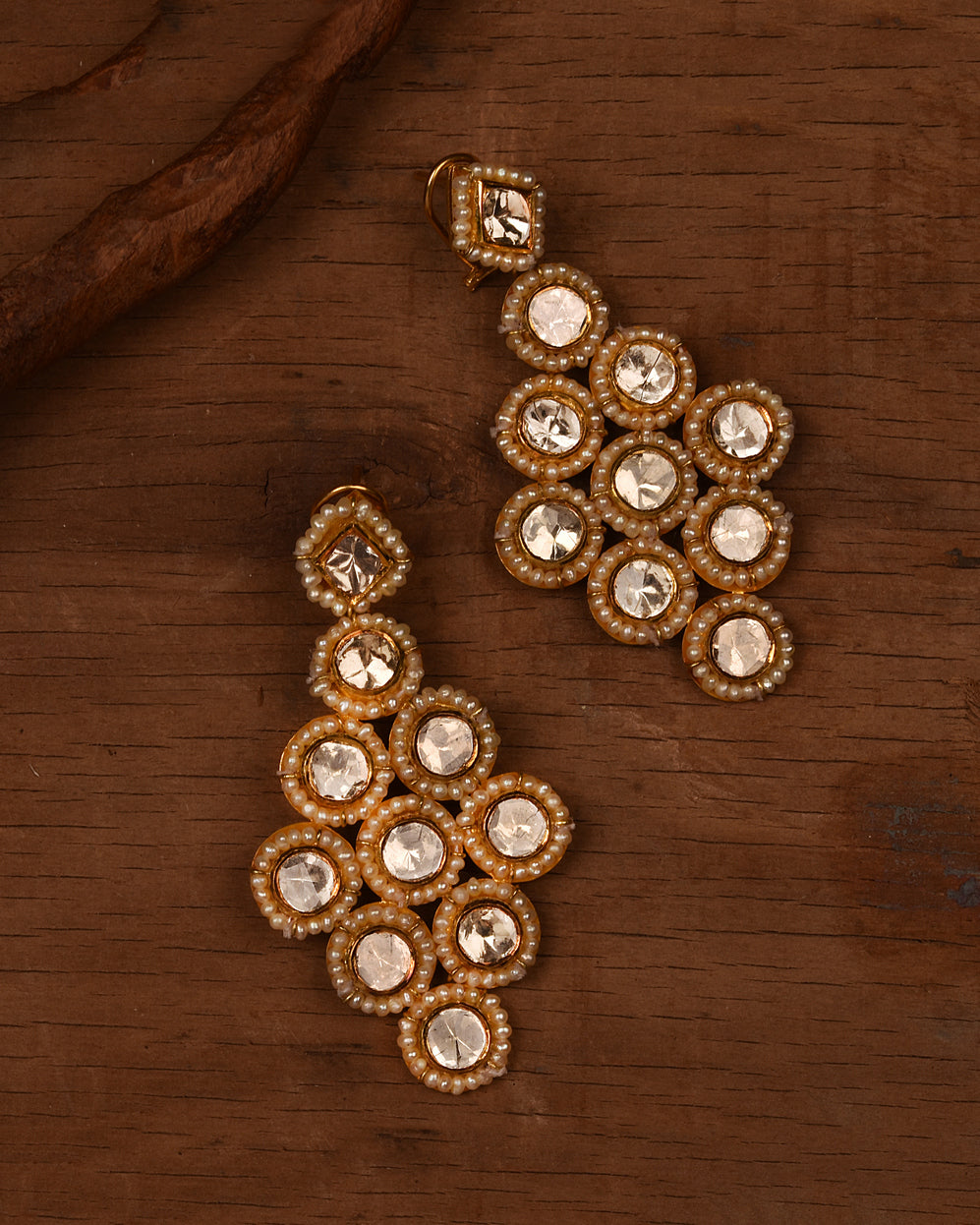 Kundan Diamond Chandelier 18K Earrings