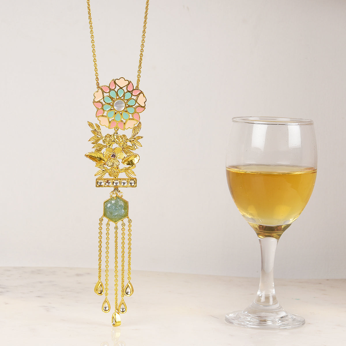 PARTERRE ENAMELED TASSEL NECKLACE
